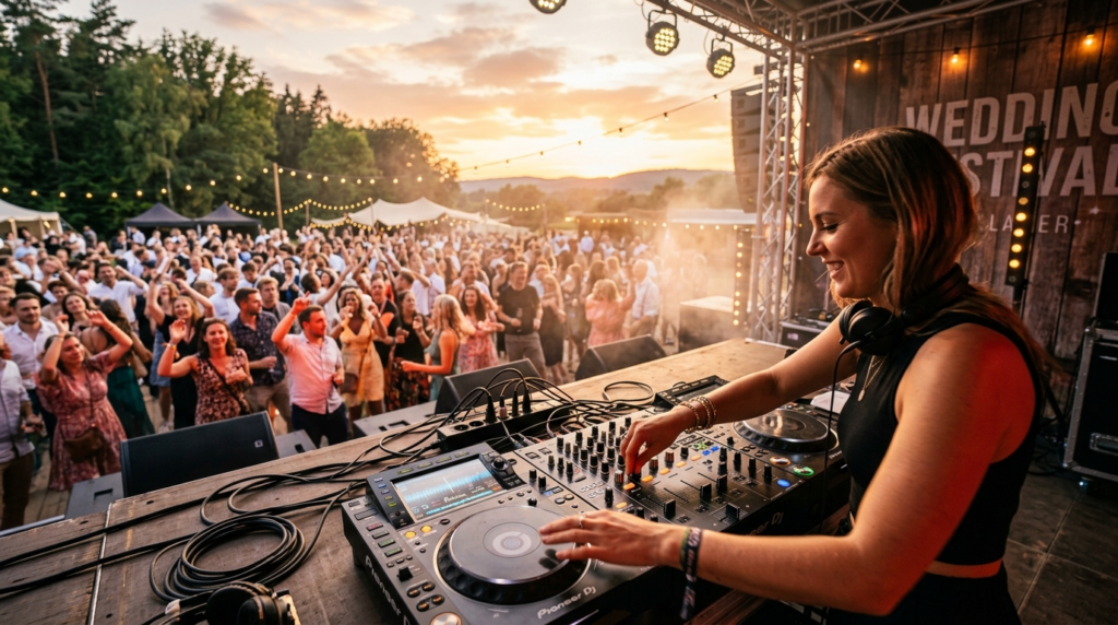 Dynamic live event scene with professional DJ performing at 