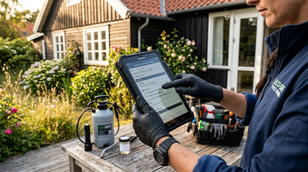 Close-up professional shot of a pest control experts hands 