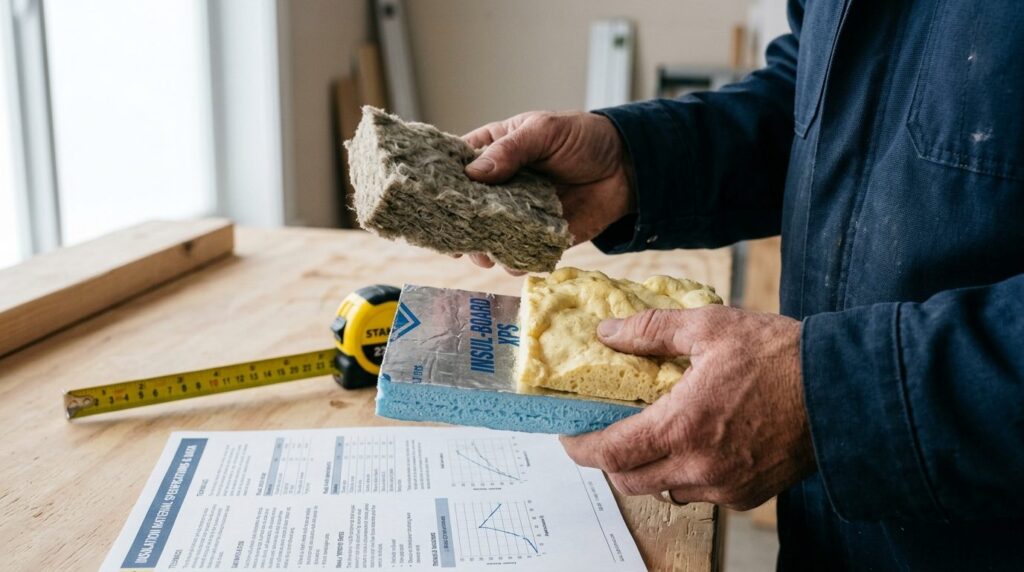 Close-up photorealistic shot of a contractors hands holding